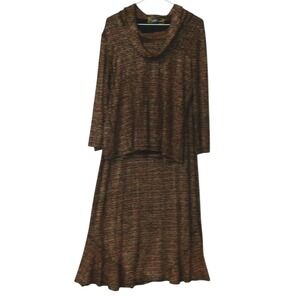 Mirasol Women's Textured Cowl Neck Long Sleeve Sweater Skirt Set S/M